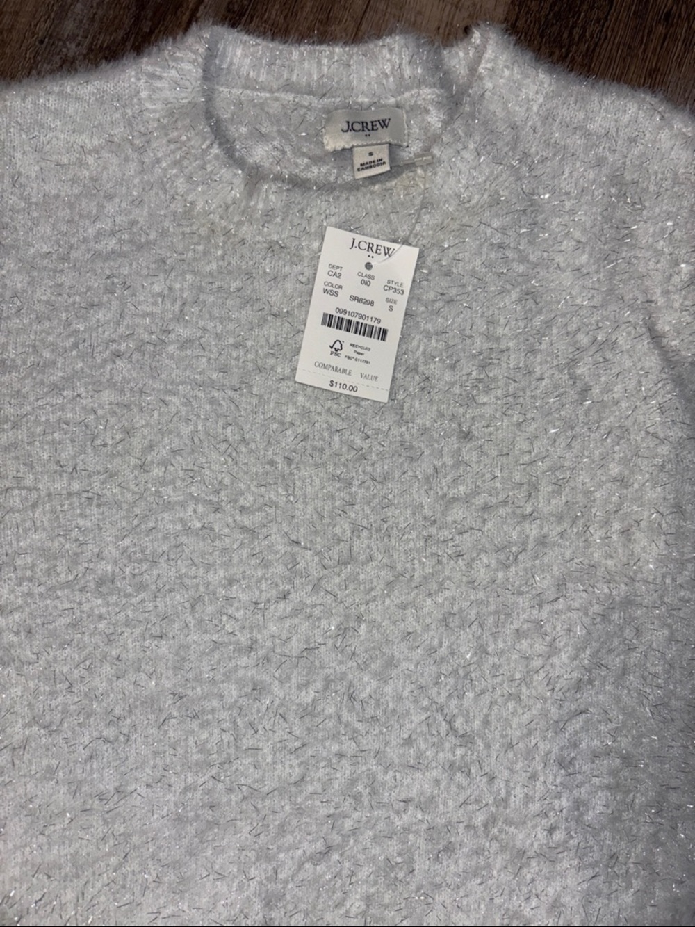 J. Crew Women's Sparkle Crewneck Sweater in White